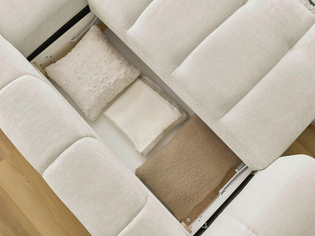 ECKSCHLAFSOFA FUJI Leinenoptik Beige  inkl.  - Beige/Schwarz, MODERN, Kunststoff/Textil (292/160cm)
