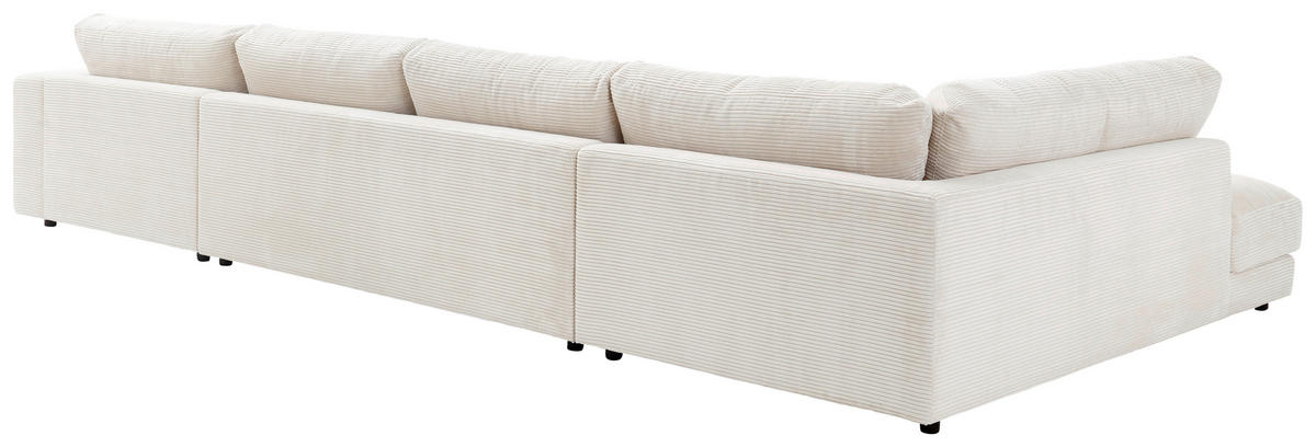 WOHNLANDSCHAFT Weiß Cord  - Schwarz/Weiß, Design, Kunststoff/Textil (224/425/190cm) - Hom`in