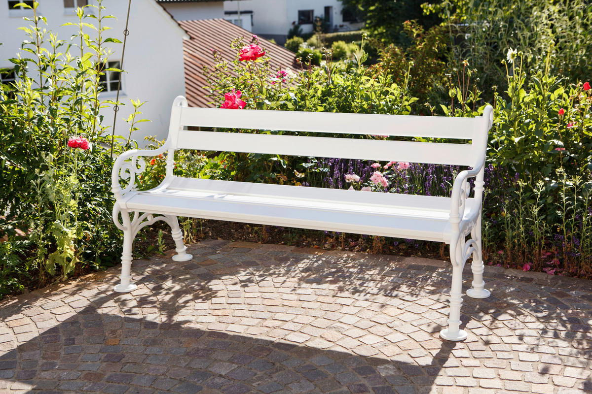 GARTENBANK 160/85/60 cm   - Weiß, Basics, Kunststoff (160/85/60cm) - Modante