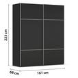 SCHWEBETÜRENSCHRANK 162/223/68 cm 2-türig Schwarz  - Alufarben/Schwarz, KONVENTIONELL, Holzwerkstoff/Metall (162/223/68cm) - Novel