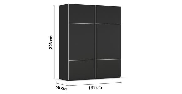 SCHWEBETÜRENSCHRANK 162/223/68 cm 2-türig Schwarz - Alufarben/Schwarz, KONVENTIONELL, Holzwerkstoff/Metall (162/223/68cm) - Novel