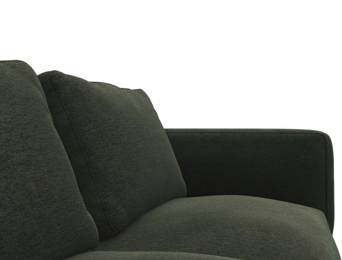 ECKSOFA Waldgrün Webstoff, Flachgewebe  - Waldgrün/Schwarz, Design, Textil/Metall (148/303cm) - Livetastic