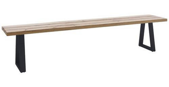 SITZBANK 220/45/40 cm Anthrazit, Wildeiche Wildeiche massiv - Wildeiche/Anthrazit, ROMANTIK / LANDHAUS, Holz/Metall (220/45/40cm) - Waldwelt