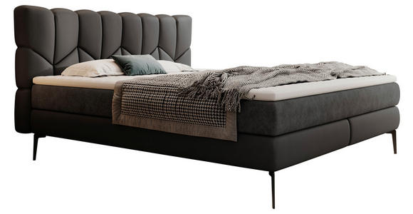 BOXSPRINGBETT 180/200 cm in Schwarz - Schwarz, Design, Leder/Textil (180/200cm) - Esposa
