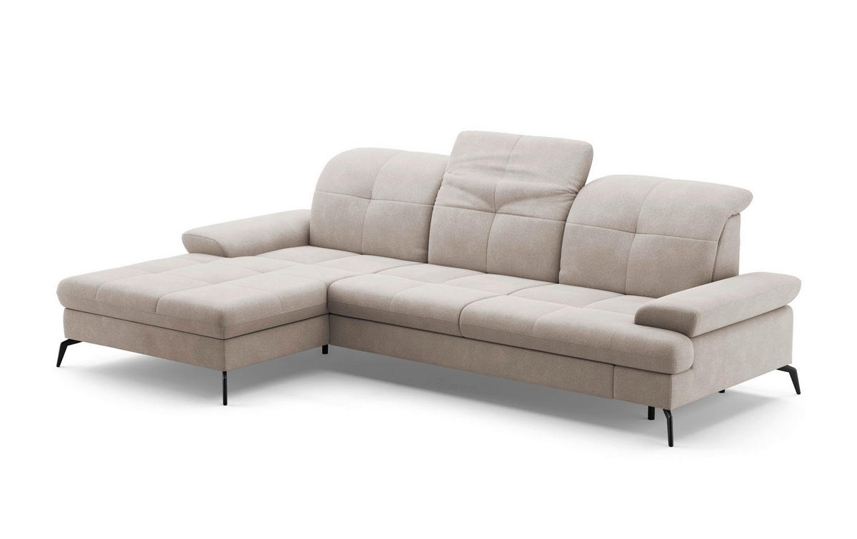 ECKSOFA in Flachgewebe Greige  - Greige/Schwarz, Konventionell, Textil/Metall (185/279cm) - Sit & More