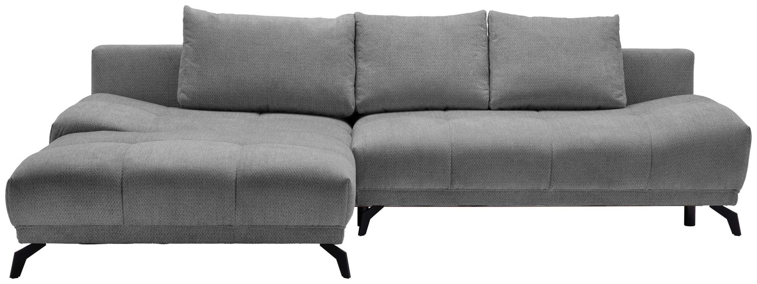 ECKSOFA in Chenille Grau, Dunkelgrau  - Dunkelgrau/Schwarz, Modern, Textil/Metall (182/290cm) - Hom`in