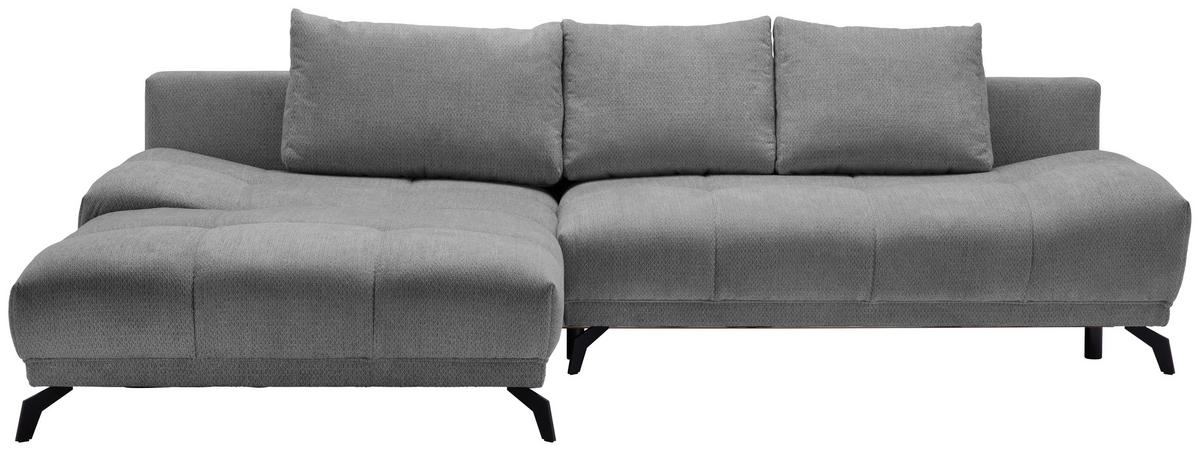 ECKSOFA Grau, Dunkelgrau Chenille  - Dunkelgrau/Schwarz, MODERN, Textil/Metall (182/290cm) - Hom`in