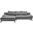 ECKSOFA in Chenille Grau, Dunkelgrau  - Dunkelgrau/Schwarz, MODERN, Textil/Metall (182/290cm) - Hom`in