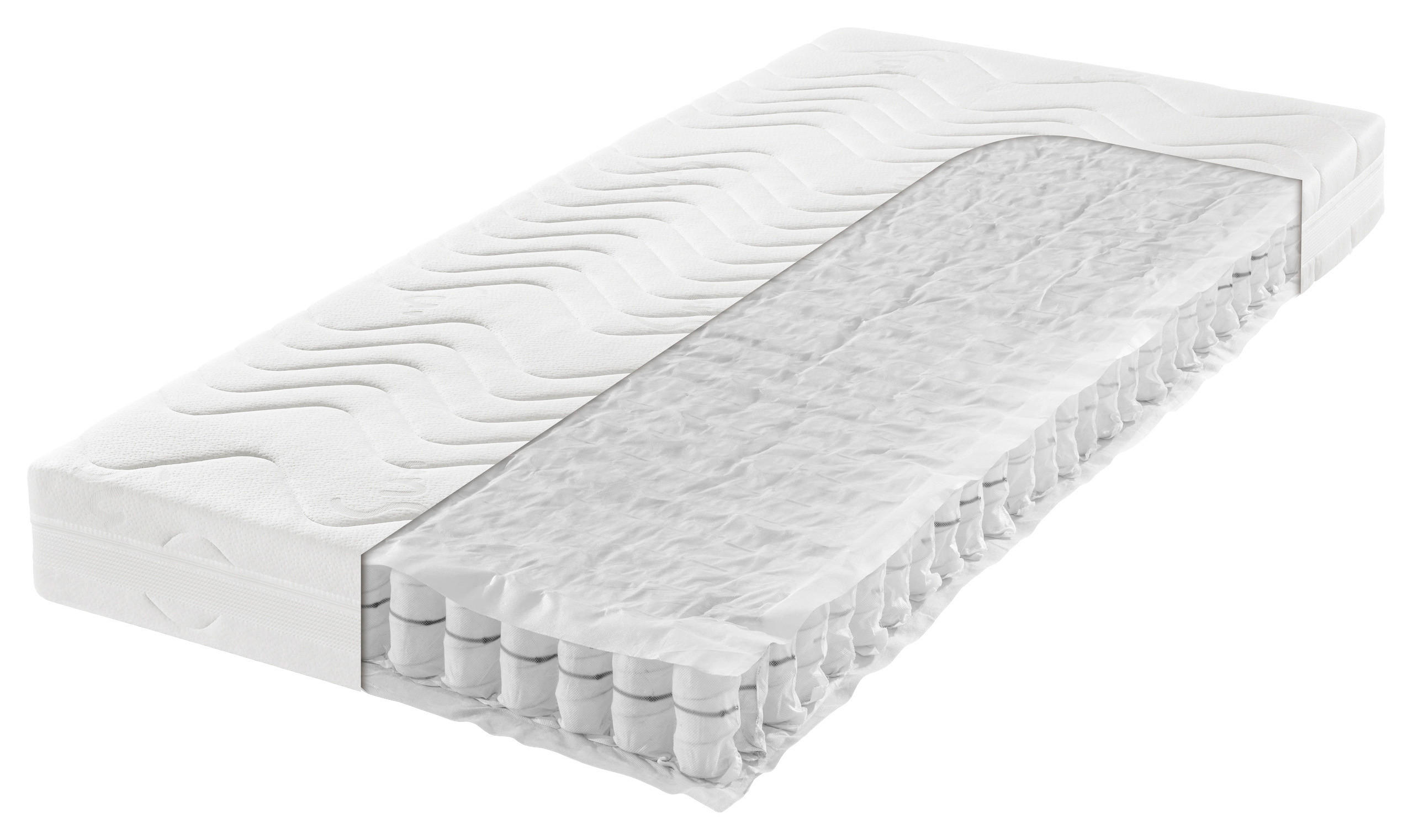 TASCHENFEDERKERNMATRATZE 200/200 cm Höhe ca. 19 cm  - Weiß, Basics, Textil (200/200cm) - Sleeptex