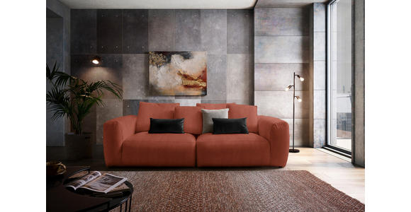 BIGSOFA Samt Rostfarben - Rostfarben/Schwarz, MODERN, Kunststoff/Textil (260/70/122cm) - Carryhome