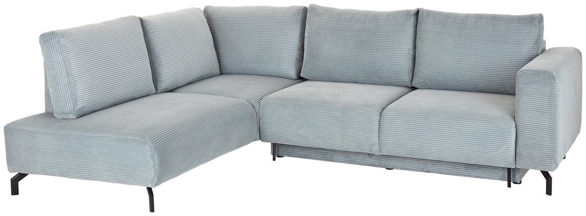ECKSOFA Graugrün Cord  - Schwarz/Graugrün, MODERN, Textil/Metall (210/272cm) - P & B