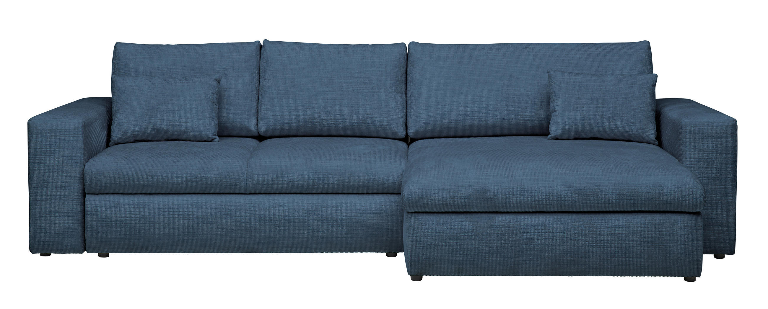 ECKSOFA in Chenille Blau  - Blau/Schwarz, KONVENTIONELL, Kunststoff/Textil (292/150cm) - Hom`in