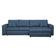 ECKSOFA Blau Chenille  - Blau/Schwarz, KONVENTIONELL, Kunststoff/Textil (292/150cm) - Hom`in