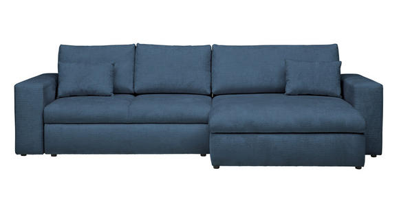 ECKSOFA in Chenille Blau  - Blau/Schwarz, KONVENTIONELL, Kunststoff/Textil (292/150cm) - Hom`in