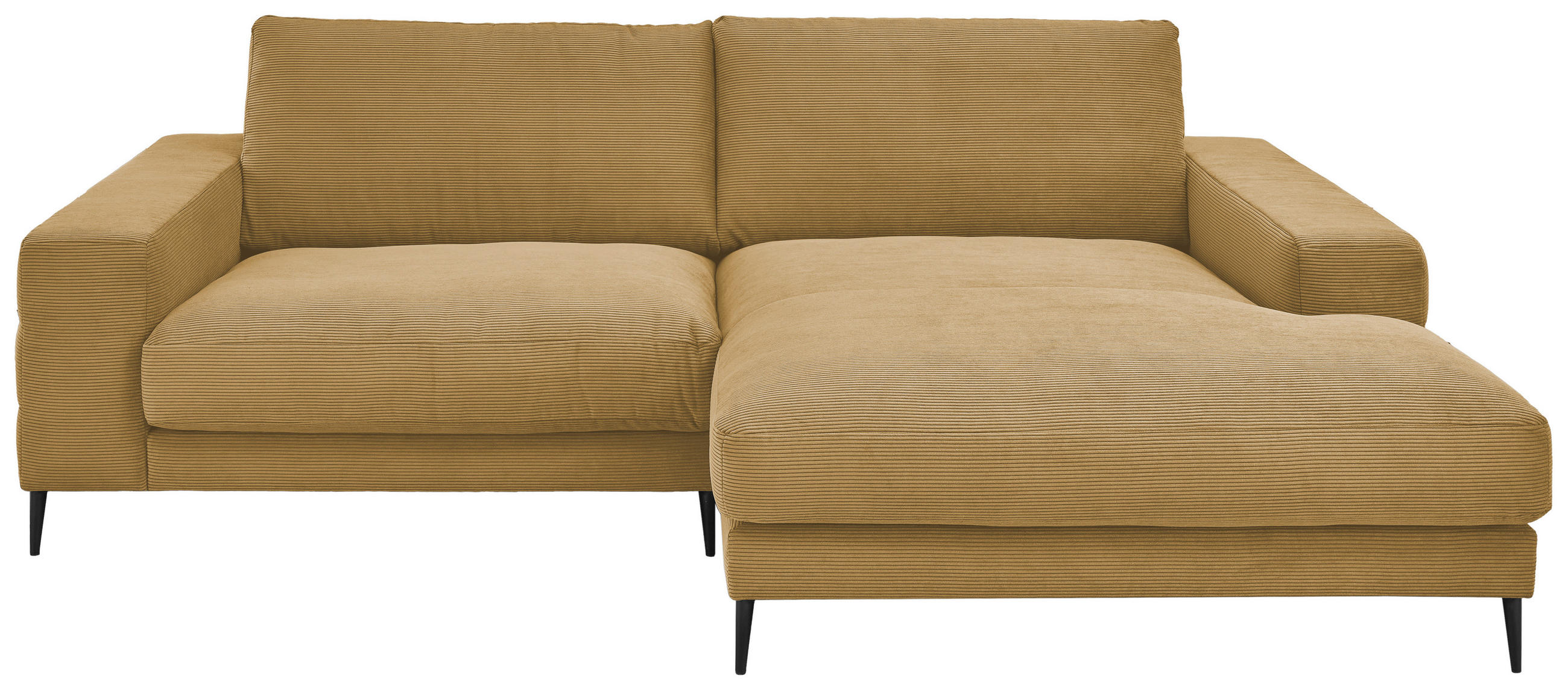ECKSOFA in Feincord Gelb, Grün  - Gelb/Schwarz, Design, Textil/Metall (253/177cm) - Dieter Knoll