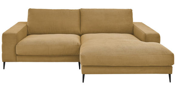 ECKSOFA in Feincord Gelb, Grün 253/177 cm - Gelb/Schwarz, Design, Textil/Metall (253/177cm) - Dieter Knoll
