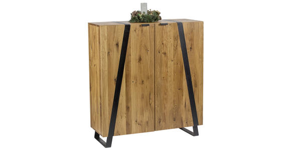 KOMMODE 115/126,5/43 cm  - Eichefarben/Schwarz, Trend, Holz/Metall (115/126,5/43cm) - Landscape