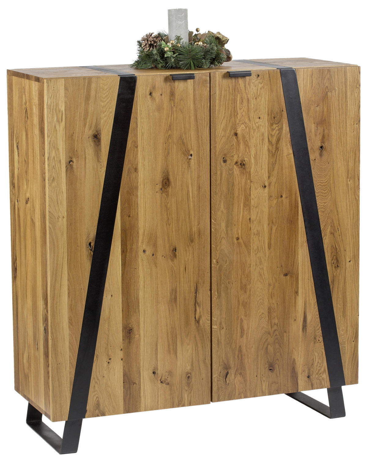 KOMMODE  in 115/126,5/43 cm  - Eichefarben/Schwarz, Trend, Holz/Metall (115/126,5/43cm) - Landscape