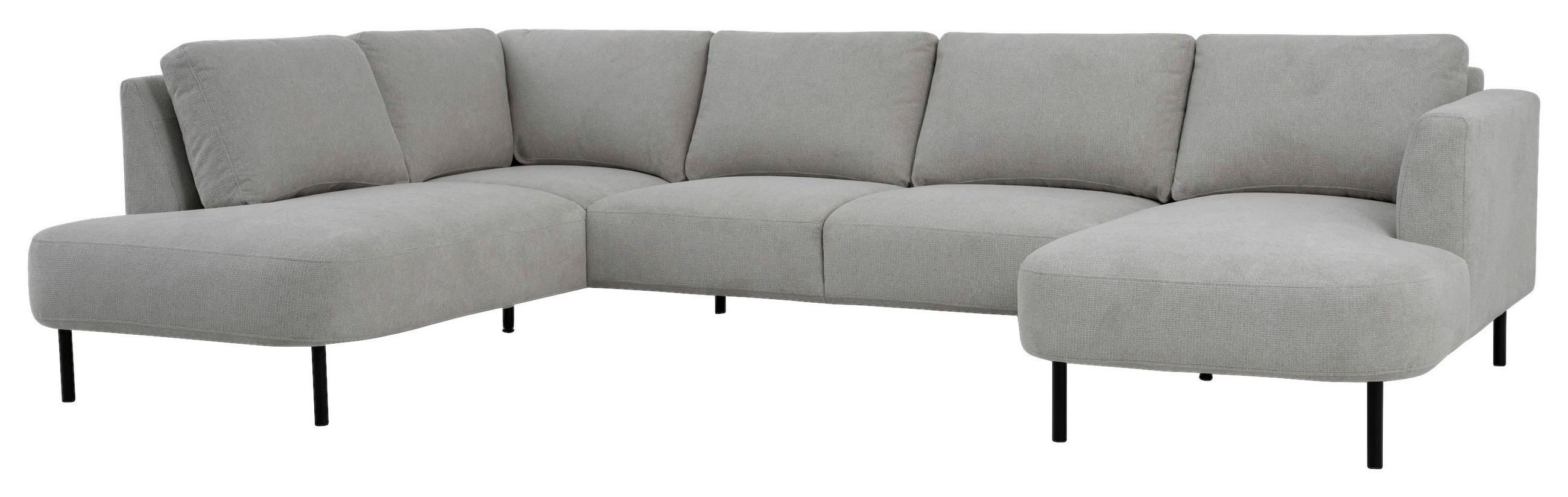 SOFFA i chenille greige  - greige/svart, Klassisk, metall/trä (206/327cm) - Best Price