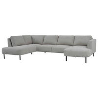 SOFFA i chenille greige  - greige/svart, Klassisk, metall/trä (206/327cm) - Best Price