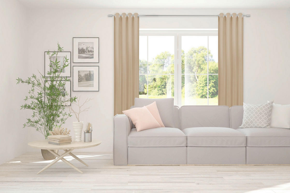 ÖSENVORHANG halbtransparent  - Beigebraun, Basics, Textil (135/245cm)