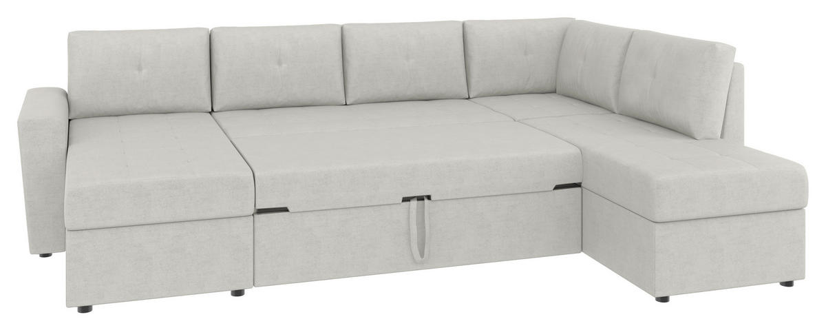 WOHNLANDSCHAFT TERMOLI Beige Jacquard  - Beige/Schwarz, Design, Kunststoff/Textil (155/297/212cm) - MID.YOU