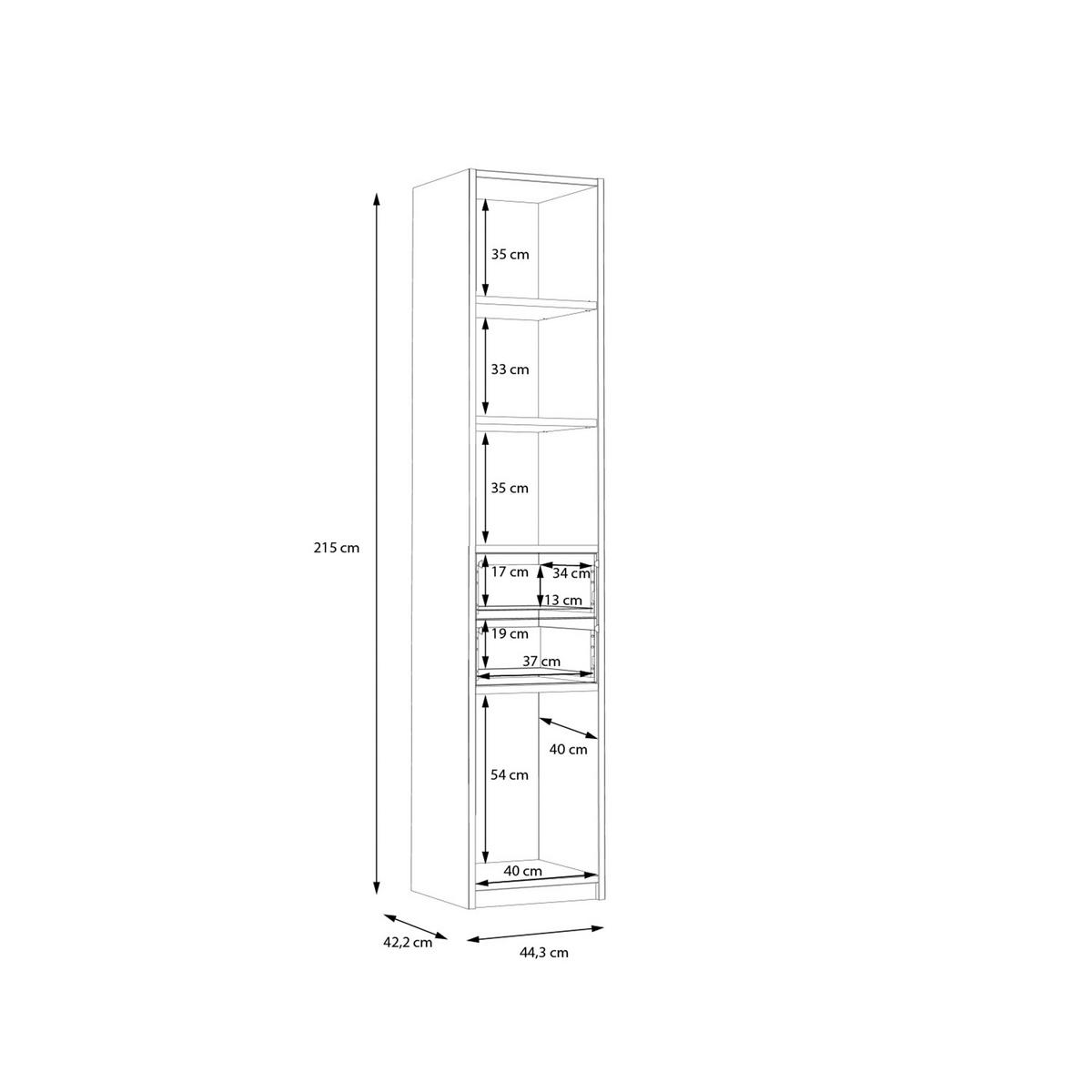ETAJERĂ  44,4/215/42 cm alb, culoare lemn stejar  - alb/culoare lemn stejar, Modern, plastic/material pe bază de lemn (44,4/215/42cm) - Novel