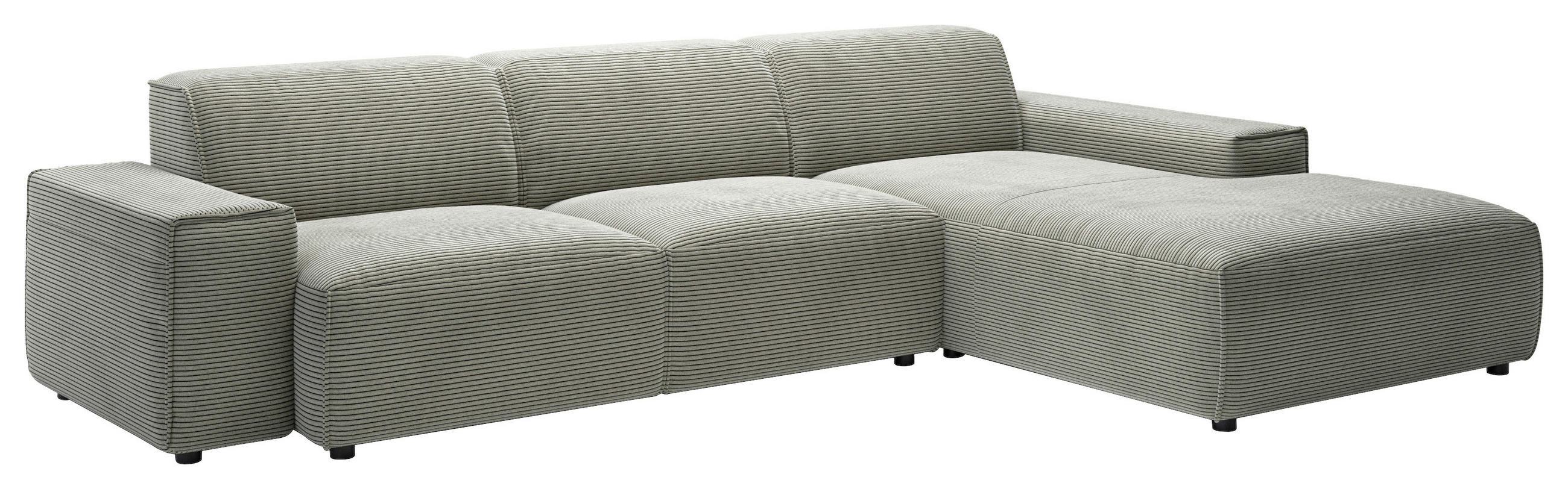 ECKSOFA in Cord Grauweiß  300/189 cm  - Grauweiß/Schwarz, Design, Kunststoff/Textil (300/189cm) - Pure Home Lifestyle