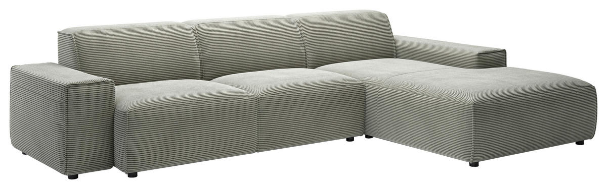 ECKSOFA in Cord Grauweiss  - Schwarz/Grauweiss, Design, Kunststoff/Textil (300/189cm) - Pure Home Lifestyle