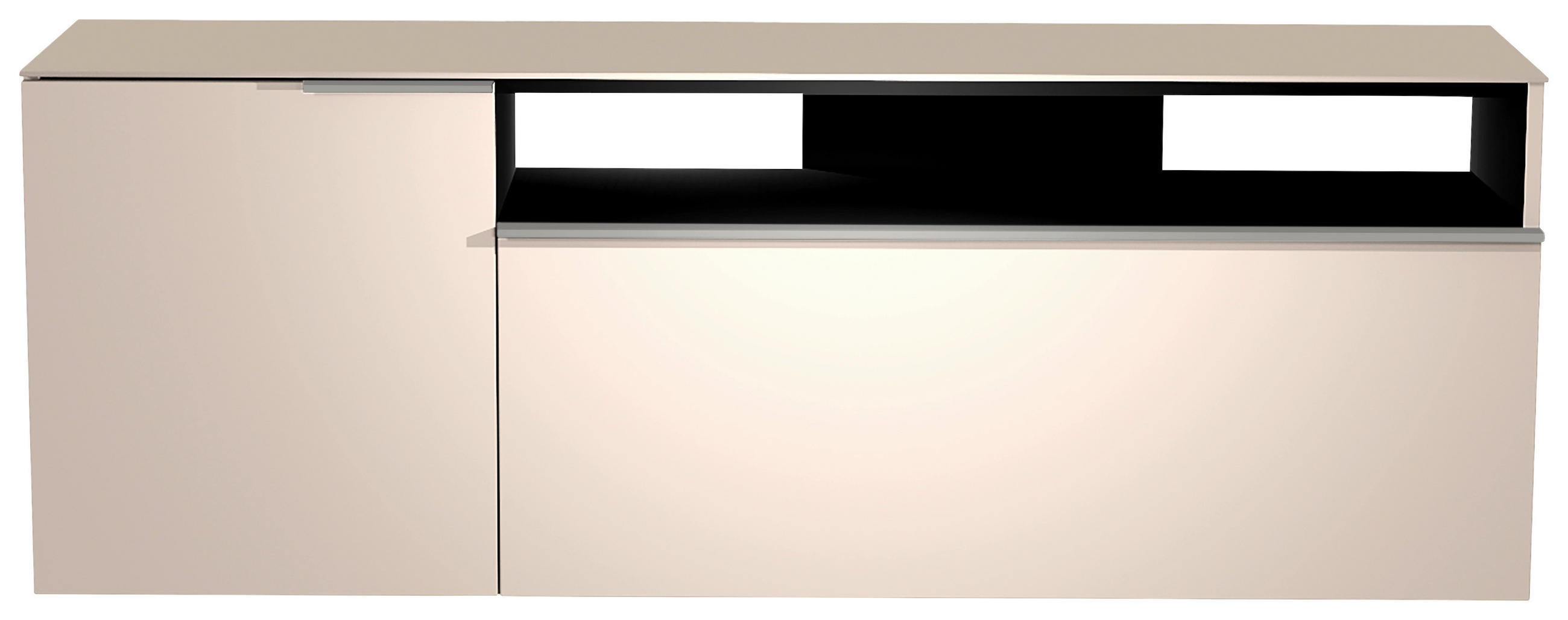 LOWBOARD  in 160/56/45 cm  - Sandfarben/Alufarben, Design, Glas/Holzwerkstoff (160/56/45cm) - Moderano
