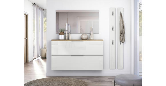 HÄNGESCHUHSCHRANK 140/82/19 cm - Eichefarben/Weiß Hochglanz, Design, Holzwerkstoff/Metall (140/82/19cm) - Xora
