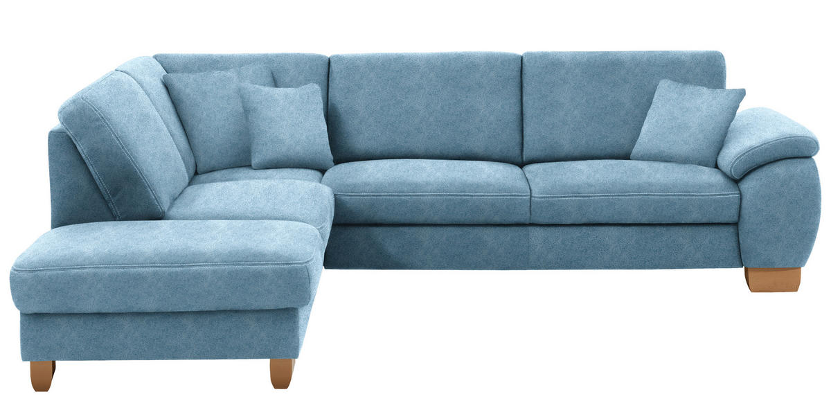 ECKSOFA in Mikrofaser Hellblau  236/286 cm  - Wildeiche/Beige, KONVENTIONELL, Holz/Textil (236/286cm) - Voleo