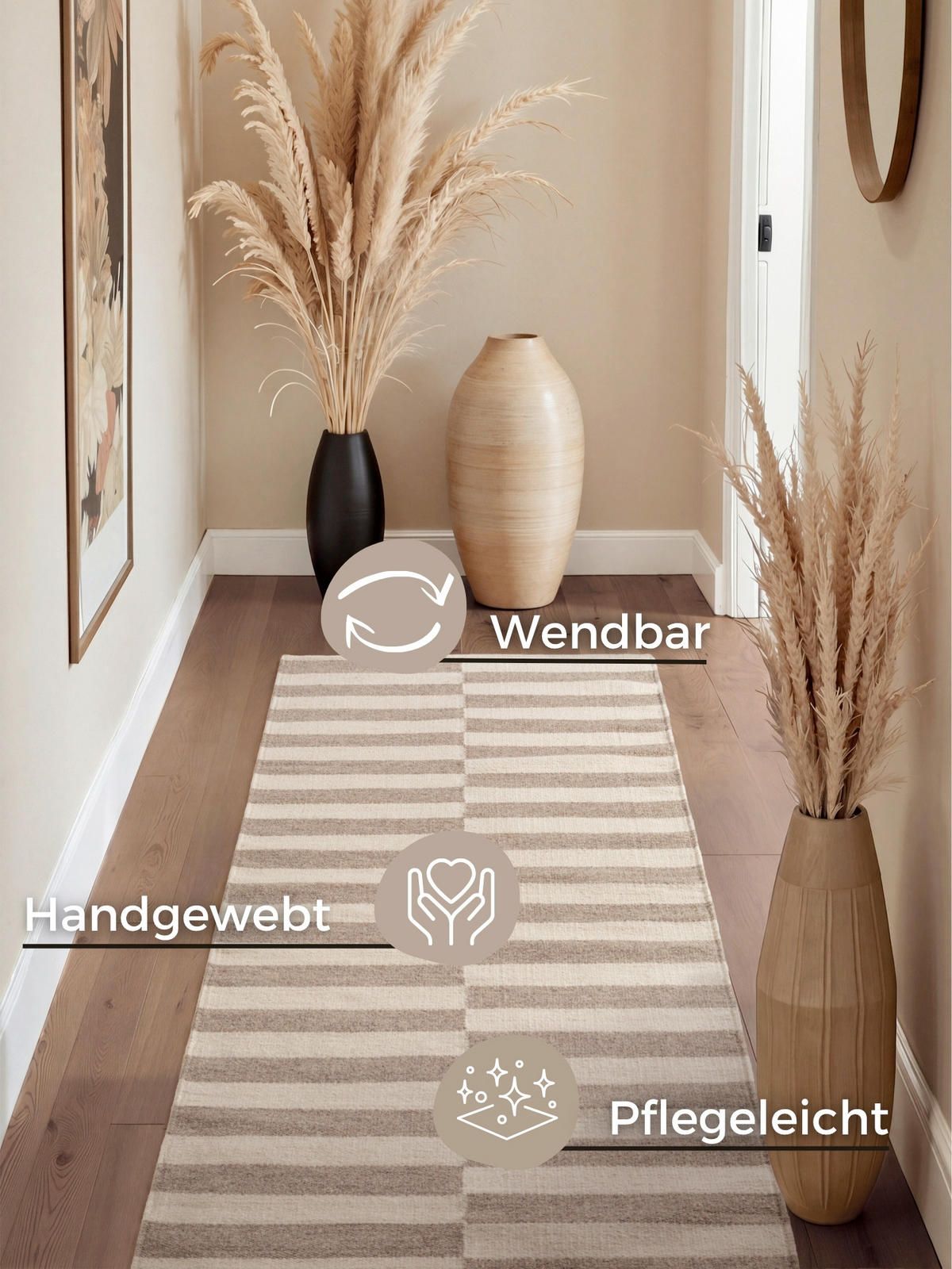 LÄUFER 80/200 cm Vika  - Greige/Weiß, Basics, Textil (80/200cm) - Hanse Home