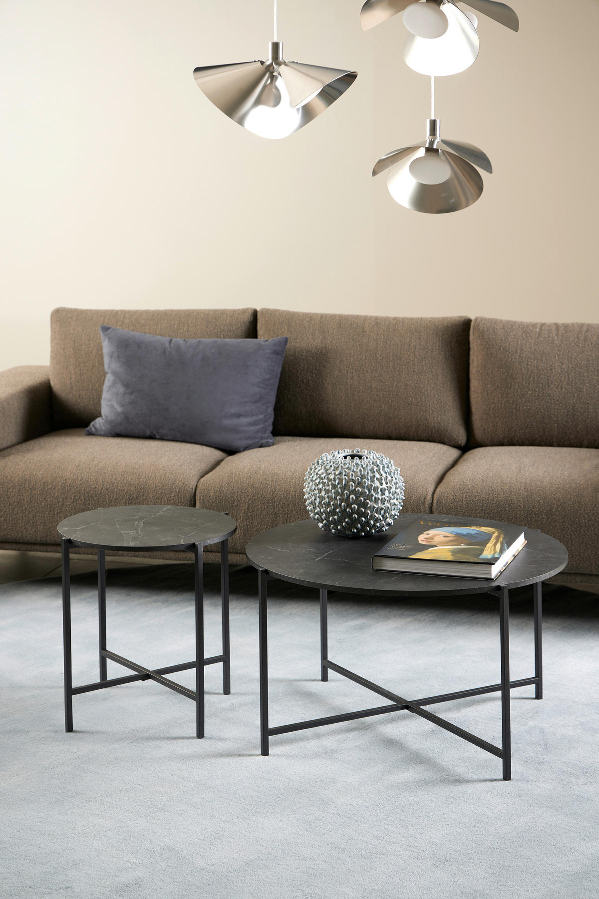BEISTELLTISCH 42,7/42,7/44,3 cm Schwarz rund  - Schwarz, MODERN, Holzwerkstoff/Metall (42,7/42,7/44,3cm)