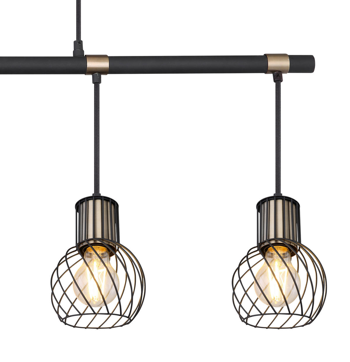 HÄNGLAMPA 87/12/120 cm  - svart/guldfärgad, Trend, metall/textil (87/12/120cm) - Globo