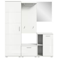 GARDEROBE 5-teilig  in 165/191/37 cm  - Weiß Hochglanz/Weiß, Design, Glas/Holzwerkstoff (165/191/37cm) - Xora