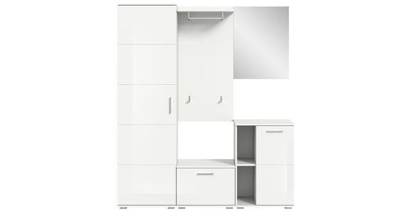 GARDEROBE 5-teilig  in 165/191/37 cm  - Weiß Hochglanz/Weiß, Design, Glas/Holzwerkstoff (165/191/37cm) - Xora