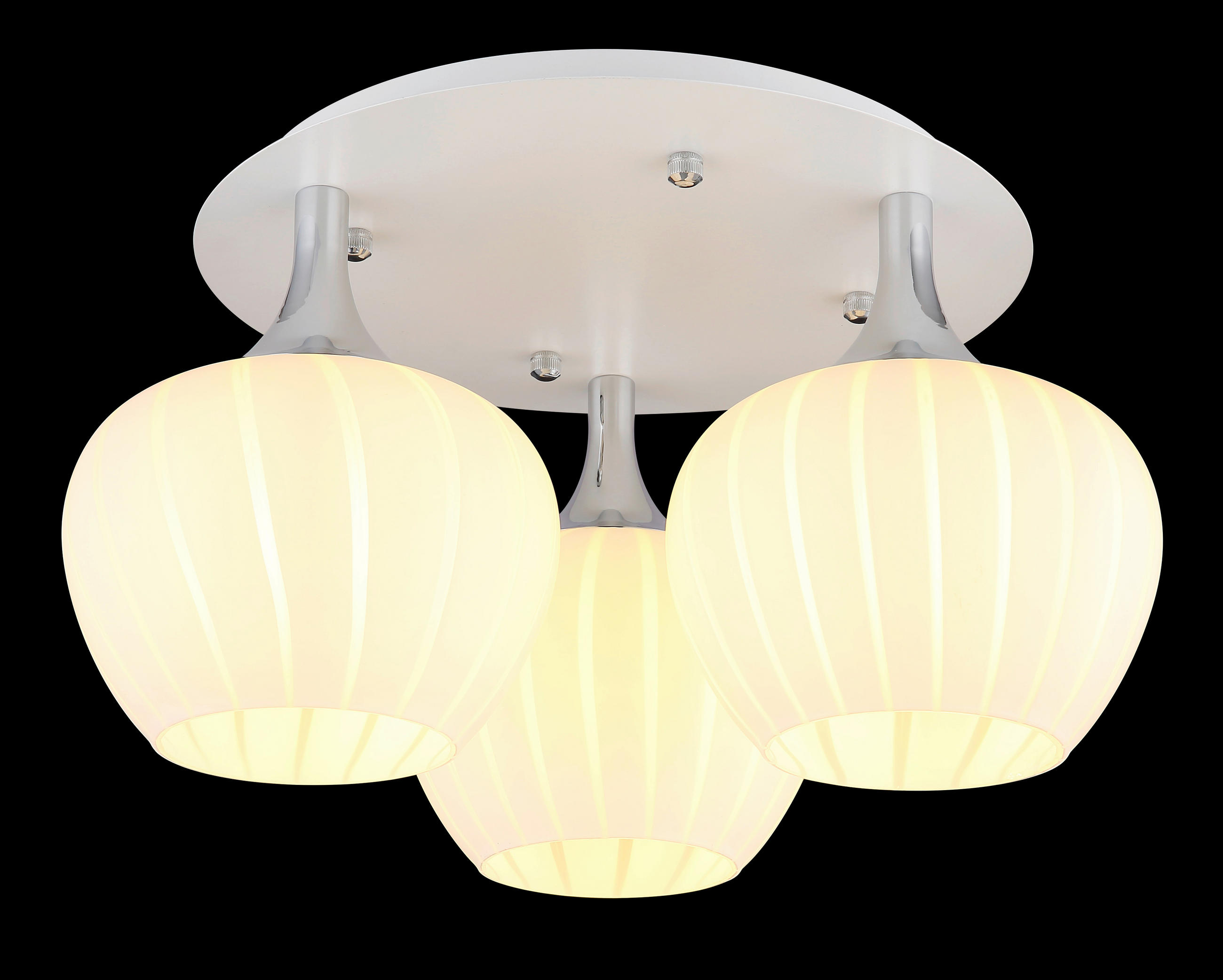 DECKENLEUCHTE  45/25,5 cm    - Chromfarben/Opal, Konventionell, Glas/Metall (45/25,5cm) - Globo