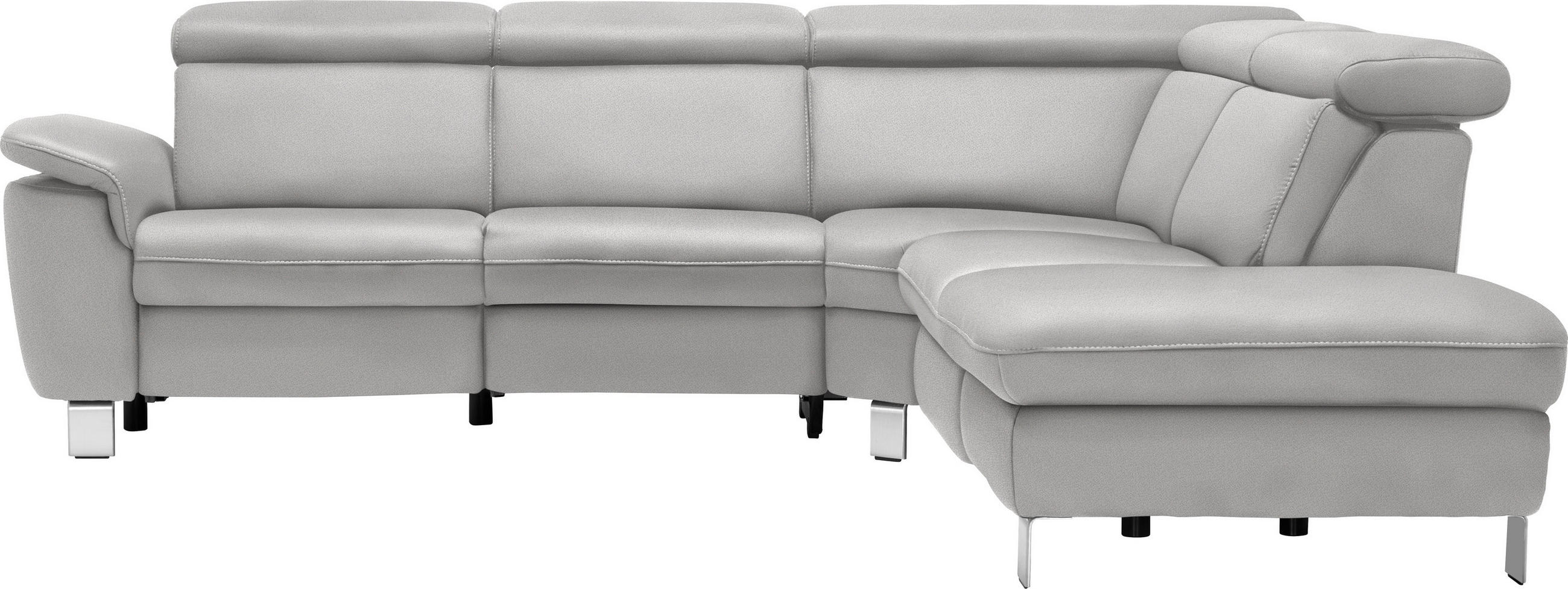 ECKSOFA in Flachgewebe Hellgrau  271/239 cm  - Beige/Hellgrau, Design, Textil/Metall (271/239cm) - Cantus