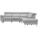 ECKSOFA in Flachgewebe Hellgrau  271/239 cm  - Beige/Hellgrau, Design, Textil/Metall (271/239cm) - Cantus