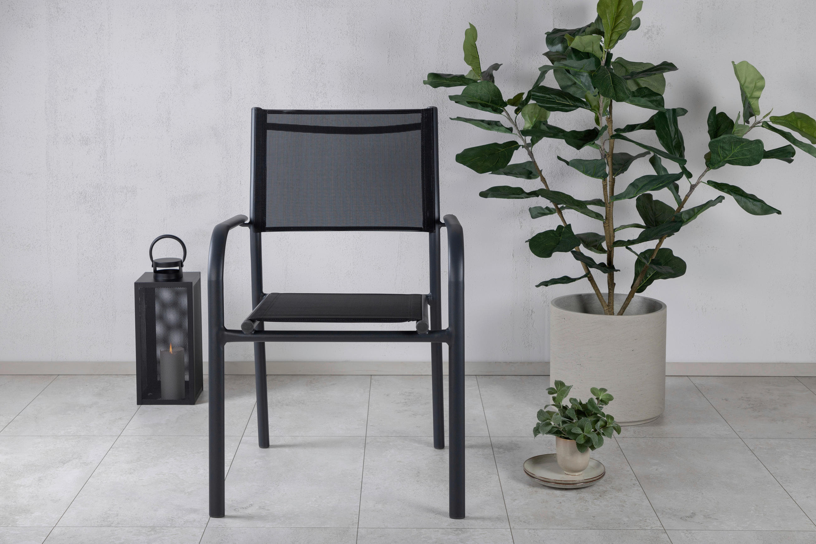 STAPELSESSEL Aluminium Schwarz  - Schwarz, KONVENTIONELL, Metall (56/90/55cm) - Gardenson