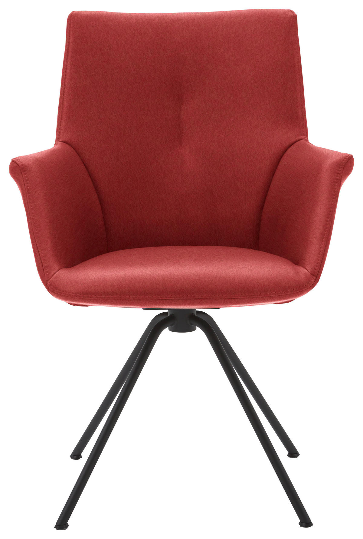 ARMLEHNSTUHL  in Stahl Echtleder pigmentiert  - Weinrot/Schwarz, Design, Leder/Metall (65/91/63cm) - Dieter Knoll