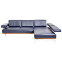 ECKSOFA in Echtleder Blau  295/237 cm  - Blau/Alufarben, Design, Leder (295/237cm) - Joop!