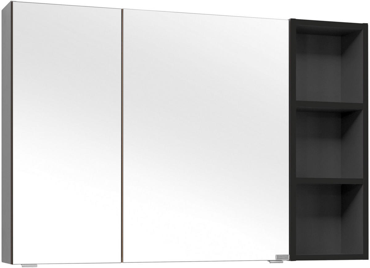 SPIEGELSCHRANK 105/70,3/17,3 cm  - Schwarz/Grau, KONVENTIONELL, Glas/Holzwerkstoff (105/70,3/17,3cm) - Dieter Knoll