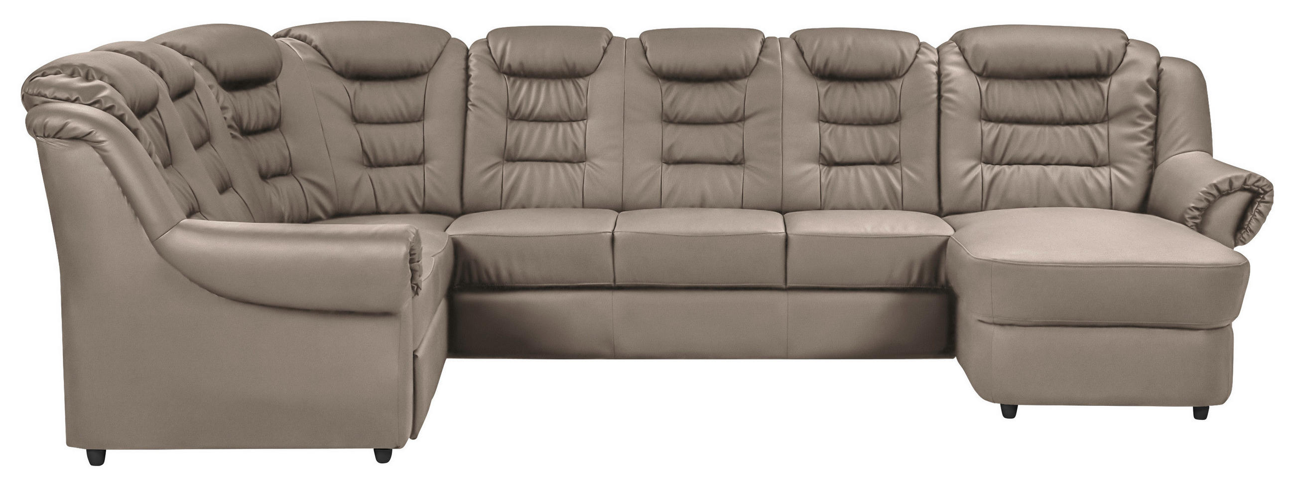WOHNLANDSCHAFT in Lederlook Hellbraun - Hellbraun/Schwarz, Konventionell, Kunststoff/Textil (216/333/165cm) - Livetastic