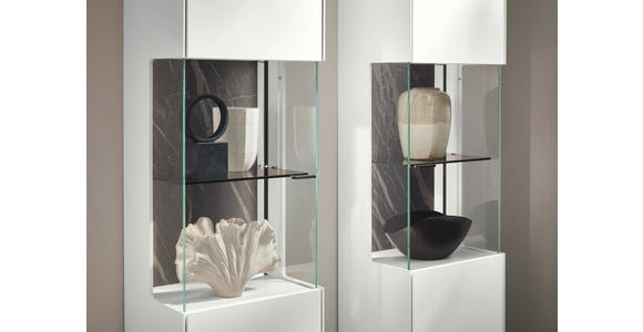 VITRINE Weiß  46,9/205,5/37,1 cm  - Schwarz/Weiß, Design, Glas/Keramik (46,9/205,5/37,1cm) - Dieter Knoll
