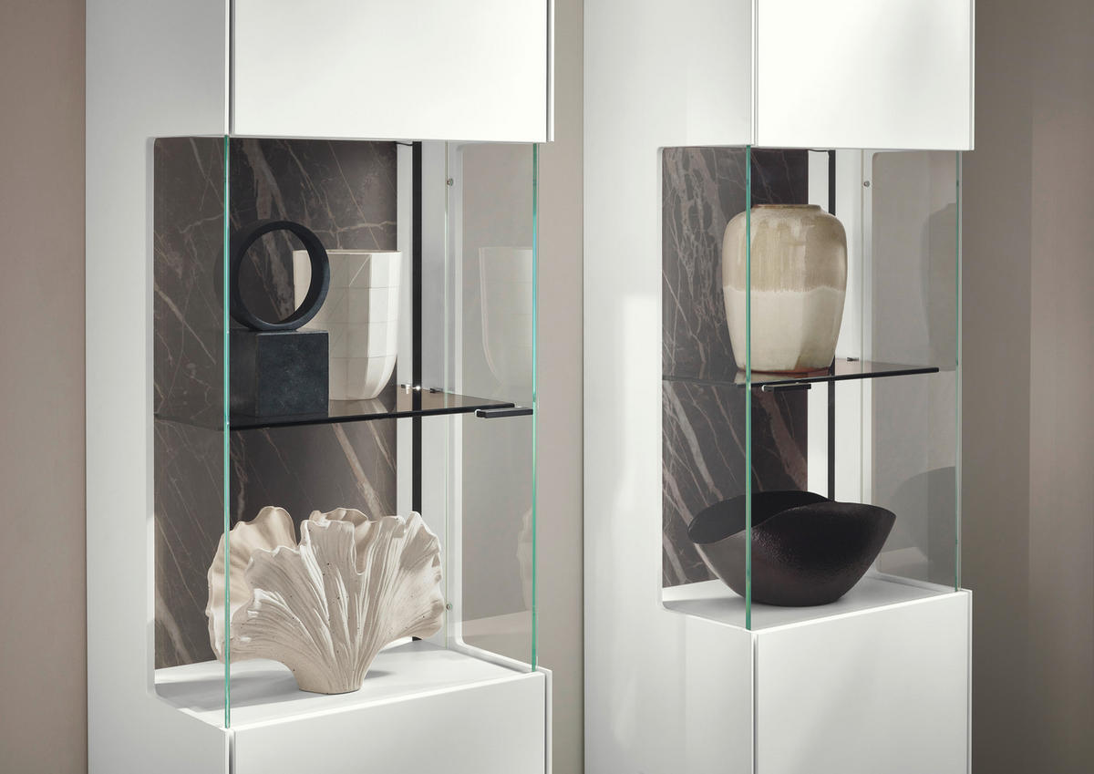 VITRINE Weiß  46,9/205,5/37,1 cm  - Schwarz/Weiß, Design, Glas/Keramik (46,9/205,5/37,1cm) - Dieter Knoll
