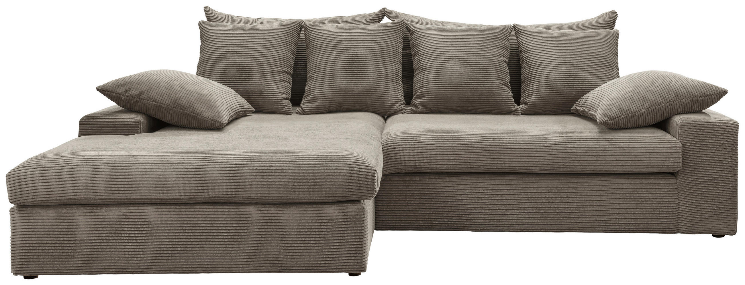 ECKSOFA in Cord Graubraun  - Graubraun/Schwarz, Modern, Kunststoff/Textil (200/278cm) - Livetastic