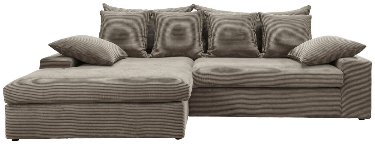 ECKSOFA in Cord Graubraun  - Graubraun/Schwarz, Modern, Kunststoff/Textil (200/278cm) - Livetastic
