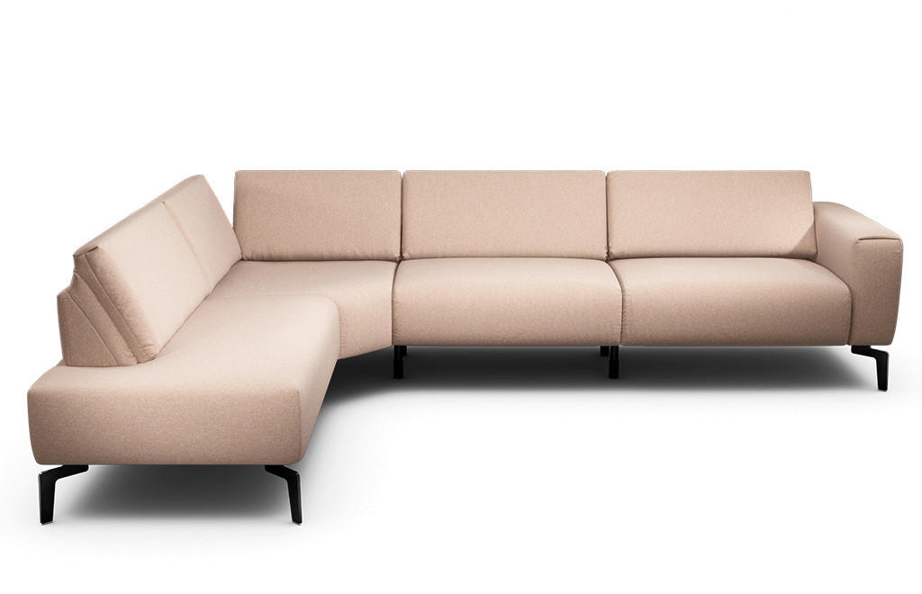 ECKSOFA Cosy Rosa Chenille  - Schwarz/Rosa, Design, Textil/Metall (213/296cm) - SENSOO